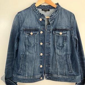 Talbots jean jacket with ruffled collar